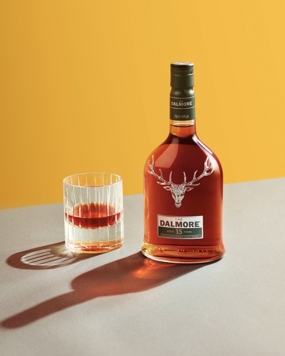 Dalmore 15 bottle and glass